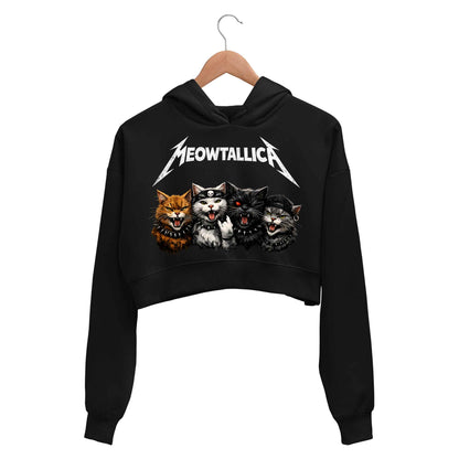 metallica meowtallica crop hoodie hooded sweatshirt upper winterwear music band buy online india the banyan tee tbt men women girls boys unisex black 