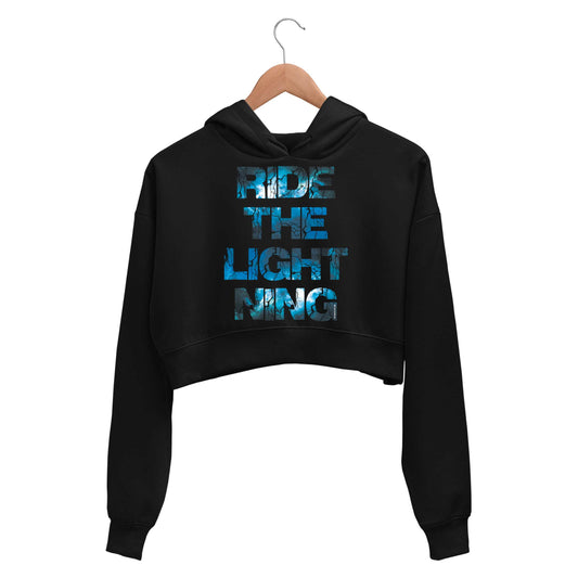 Metallica Crop Hoodie Merchandise Clothing Apparel - Ride The Lightning Crop Hooded Sweatshirt for Women The Banyan Tee TBT