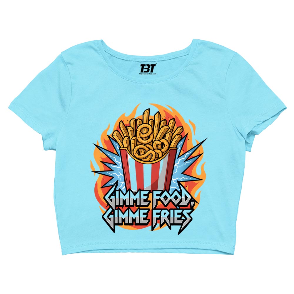 metallica gimme food gimme fries crop top music band buy online india the banyan tee tbt men women girls boys unisex s 