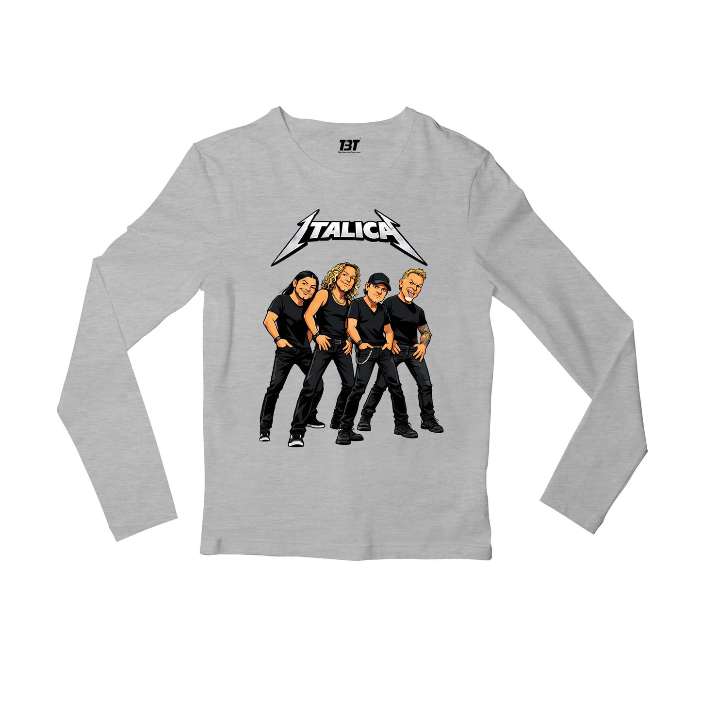 metallica italica full sleeves long sleeves music band buy online india the banyan tee tbt men women girls boys unisex gray 