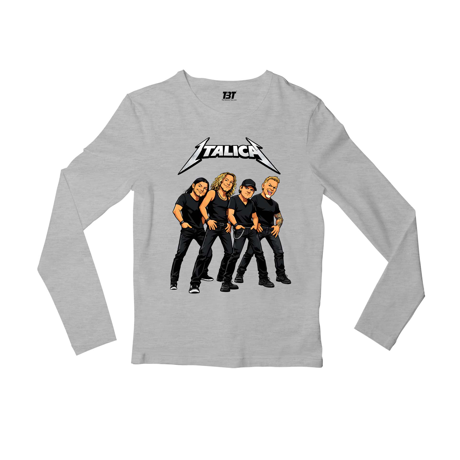 metallica italica full sleeves long sleeves music band buy online india the banyan tee tbt men women girls boys unisex gray 