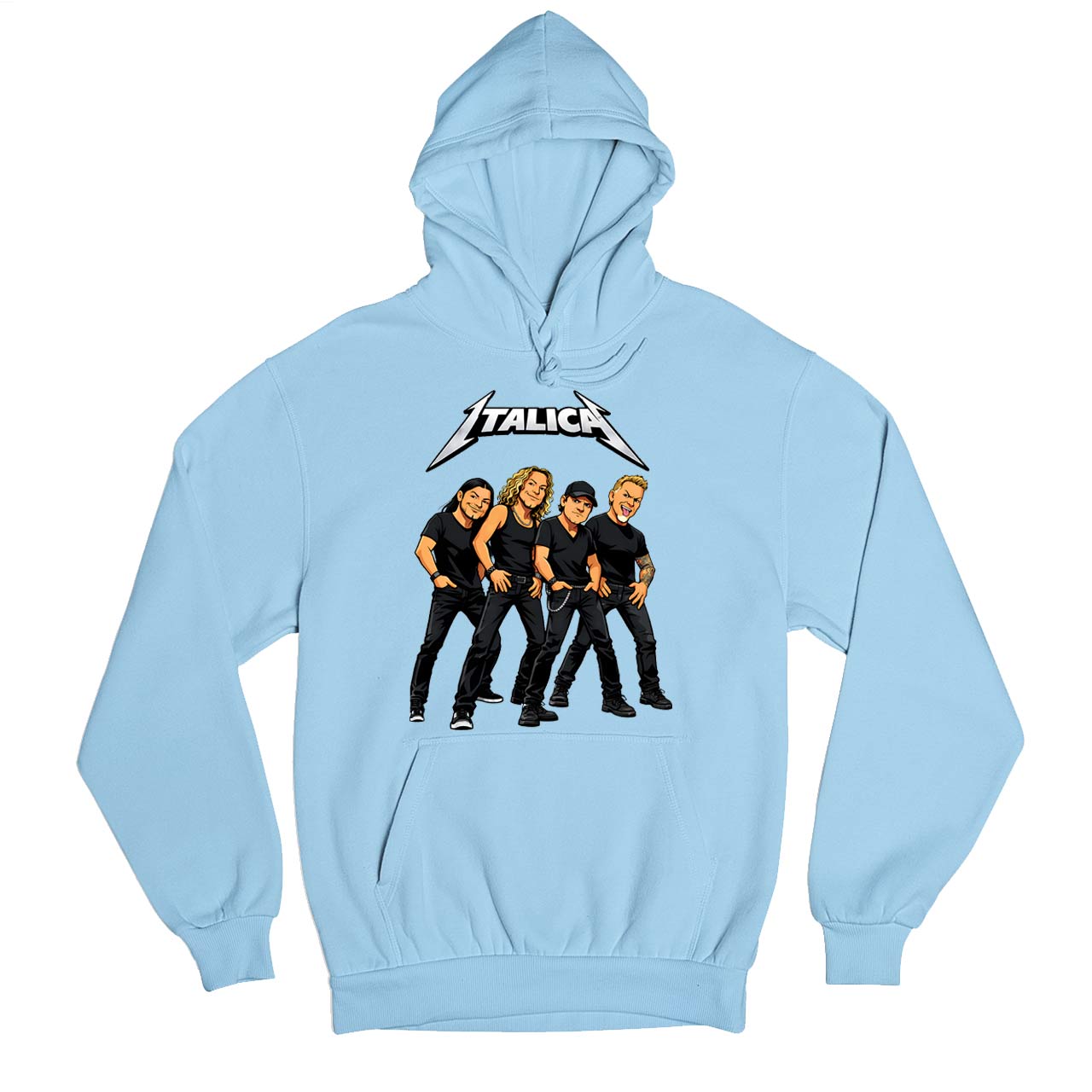 metallica italica hoodie hooded sweatshirt winterwear music band buy online india the banyan tee tbt men women girls boys unisex baby blue 