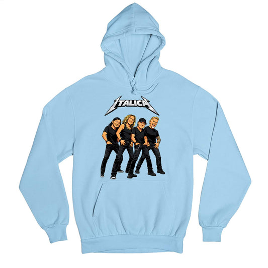 metallica italica hoodie hooded sweatshirt winterwear music band buy online india the banyan tee tbt men women girls boys unisex baby blue 