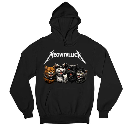 metallica meowtallica hoodie hooded sweatshirt winterwear music band buy online india the banyan tee tbt men women girls boys unisex black 