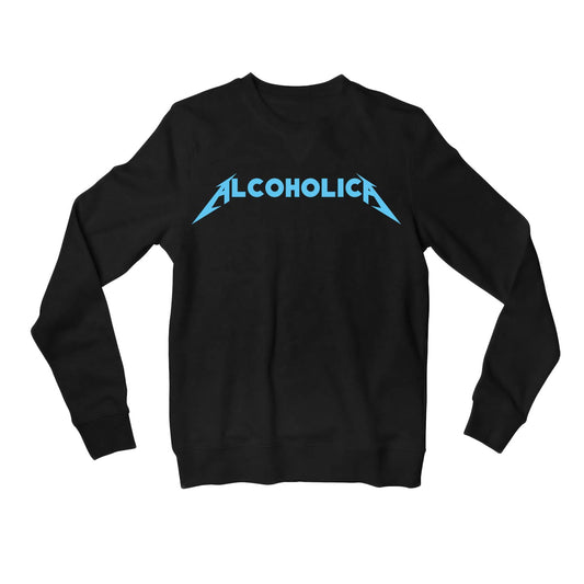 metallica alcoholica sweatshirt upper winterwear music band buy online india the banyan tee tbt men women girls boys unisex black 