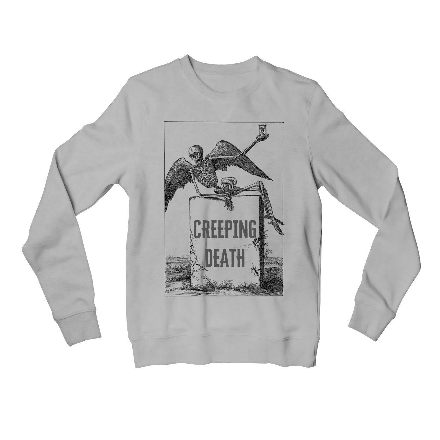 metallica creeping death sweatshirt upper winterwear music band buy online india the banyan tee tbt men women girls boys unisex gray 