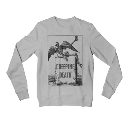 metallica creeping death sweatshirt upper winterwear music band buy online india the banyan tee tbt men women girls boys unisex gray 