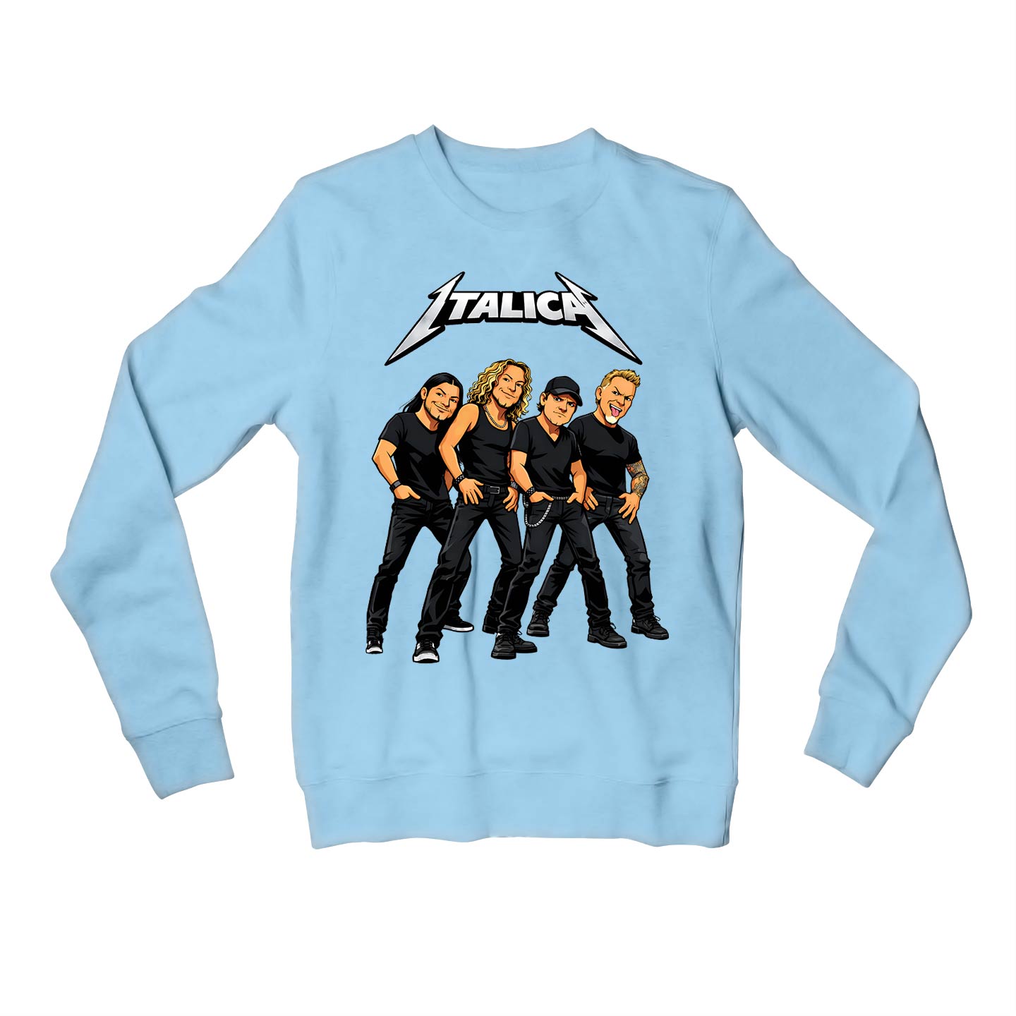 metallica italica sweatshirt upper winterwear music band buy online india the banyan tee tbt men women girls boys unisex baby blue 