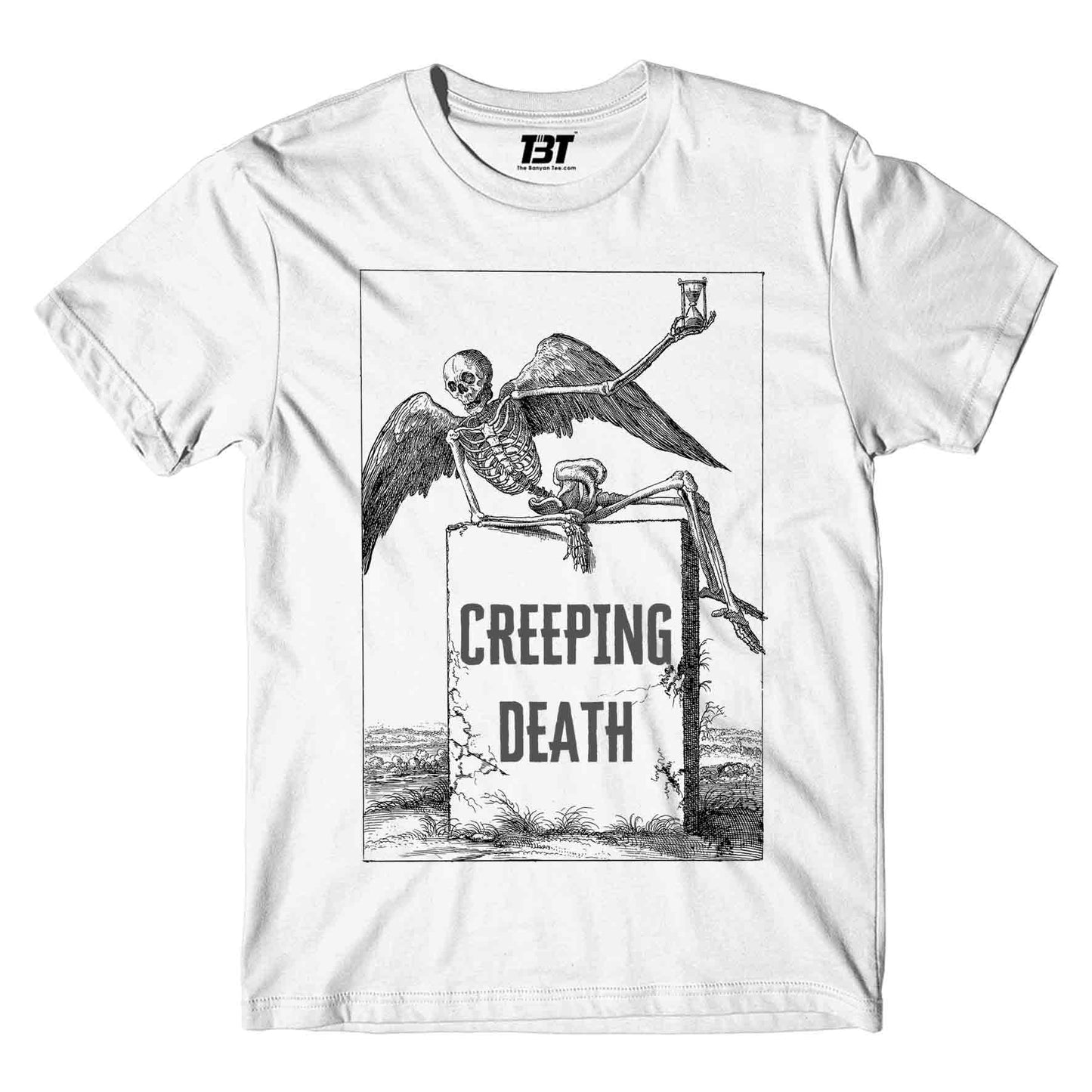 metallica creeping death t-shirt music band buy online india the banyan tee tbt men women girls boys unisex white