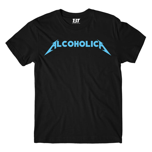 metallica alcoholica t-shirt music band buy online india the banyan tee tbt men women girls boys unisex black 