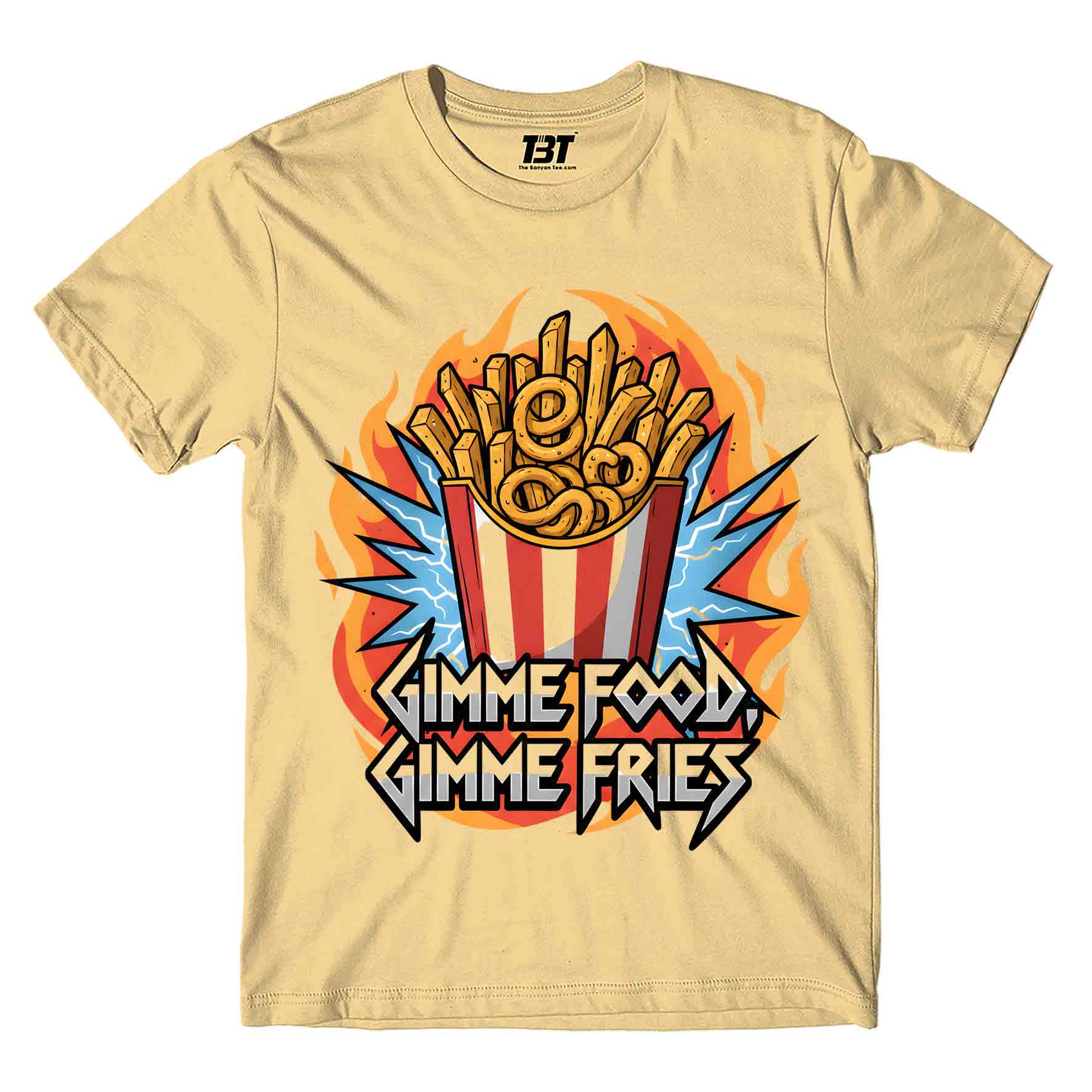 metallica gimme food gimme fries t-shirt music band buy online india the banyan tee tbt men women girls boys unisex beige 