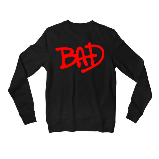 michael jackson bad sweatshirt upper winterwear music band buy online india the banyan tee tbt men women girls boys unisex black