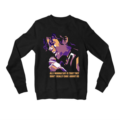 michael jackson care about us sweatshirt upper winterwear music band buy online india the banyan tee tbt men women girls boys unisex black