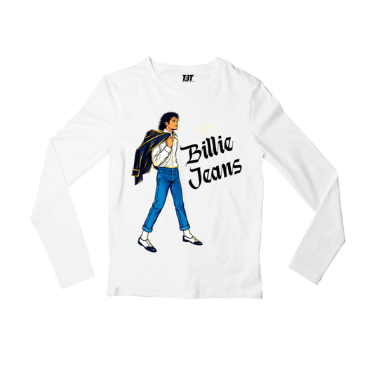 michael jackson billie jeans  full sleeves long sleeves music band buy online india the banyan tee tbt men women girls boys unisex white 