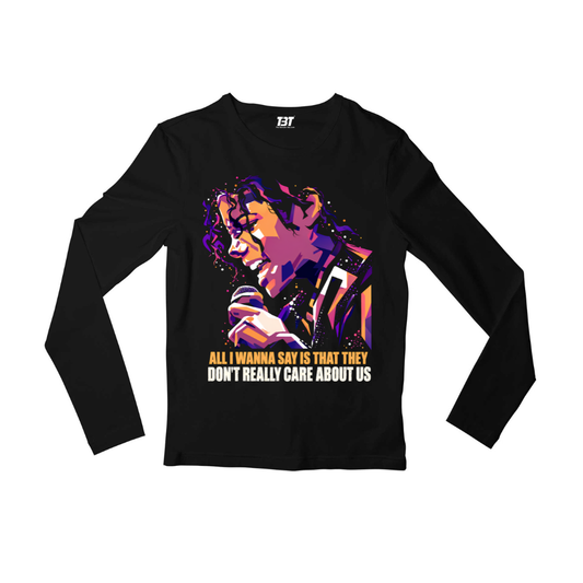 michael jackson care about us full sleeves long sleeves music band buy online india the banyan tee tbt men women girls boys unisex black