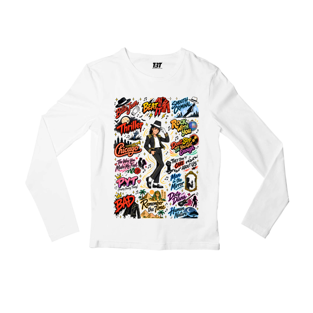 michael jackson mj scribble full sleeves long sleeves music band buy online india the banyan tee tbt men women girls boys unisex white 