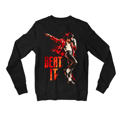 michael jackson beat it sweatshirt upper winterwear music band buy online india the banyan tee tbt men women girls boys unisex black