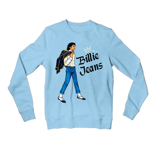 michael jackson billie jeans  sweatshirt upper winterwear music band buy online india the banyan tee tbt men women girls boys unisex baby blue 