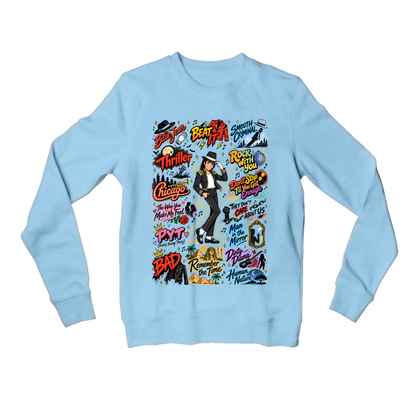 michael jackson mj scribble sweatshirt upper winterwear music band buy online india the banyan tee tbt men women girls boys unisex baby blue 