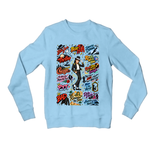 michael jackson mj scribble sweatshirt upper winterwear music band buy online india the banyan tee tbt men women girls boys unisex baby blue 