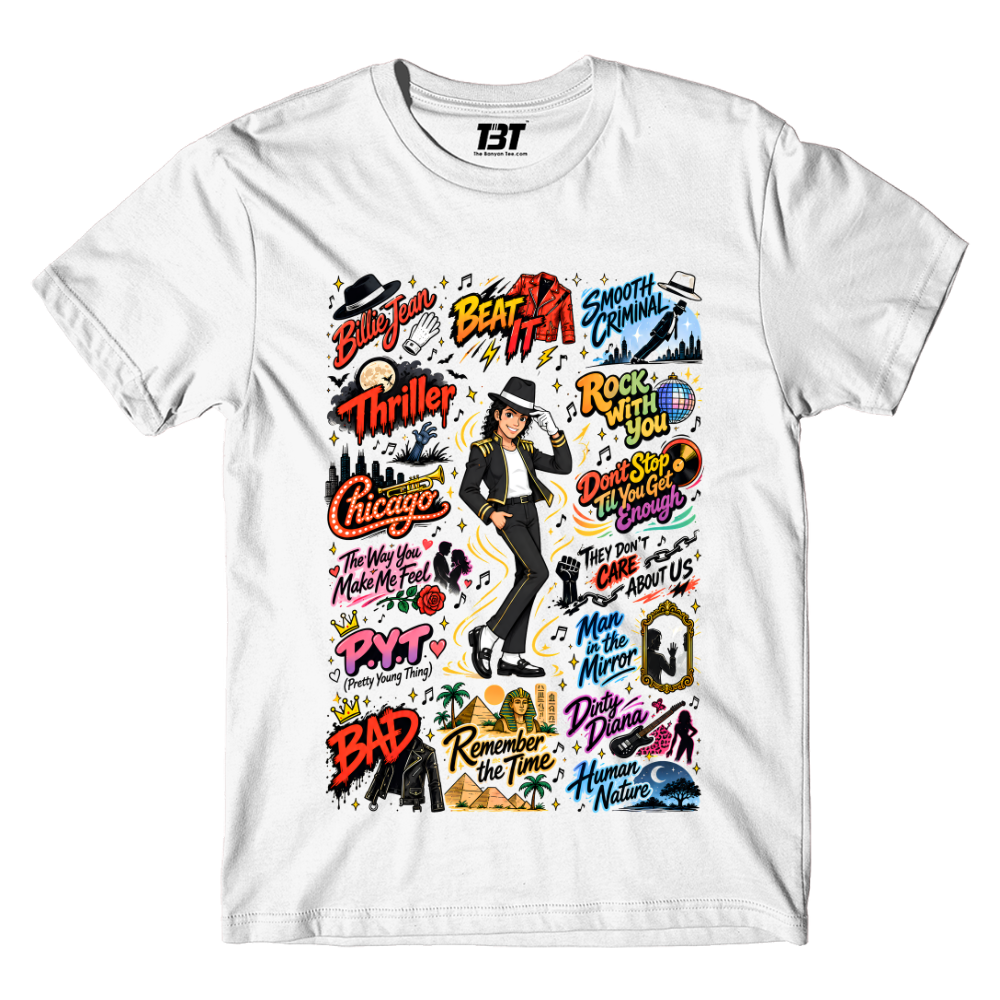 michael jackson mj scribble t-shirt music band buy online india the banyan tee tbt men women girls boys unisex white 