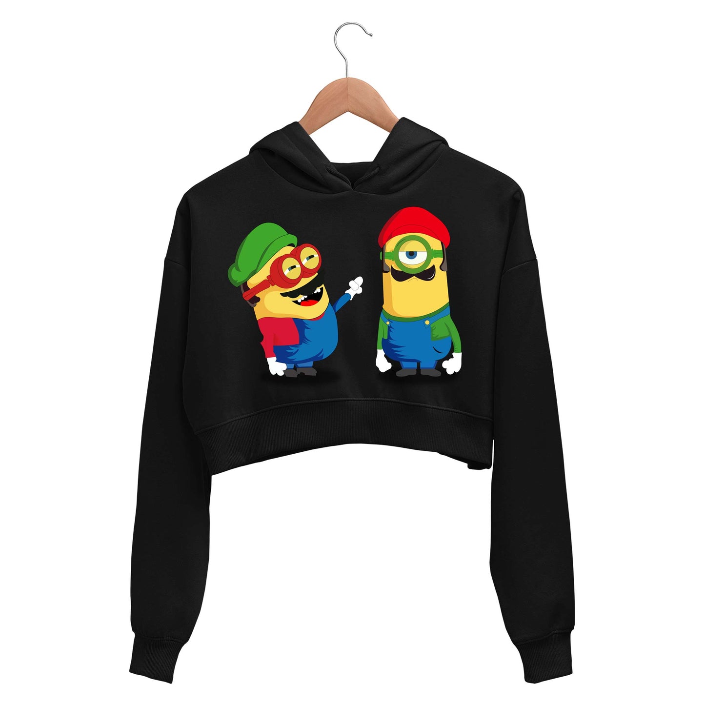 minions gamer min despicable me kevin bob banana cartoon illustration cute minion character kids crop hoodie crop hooded sweatshirt for women the banyan tee tbt girls teenage girls shein meesho drawstring  Edit alt text