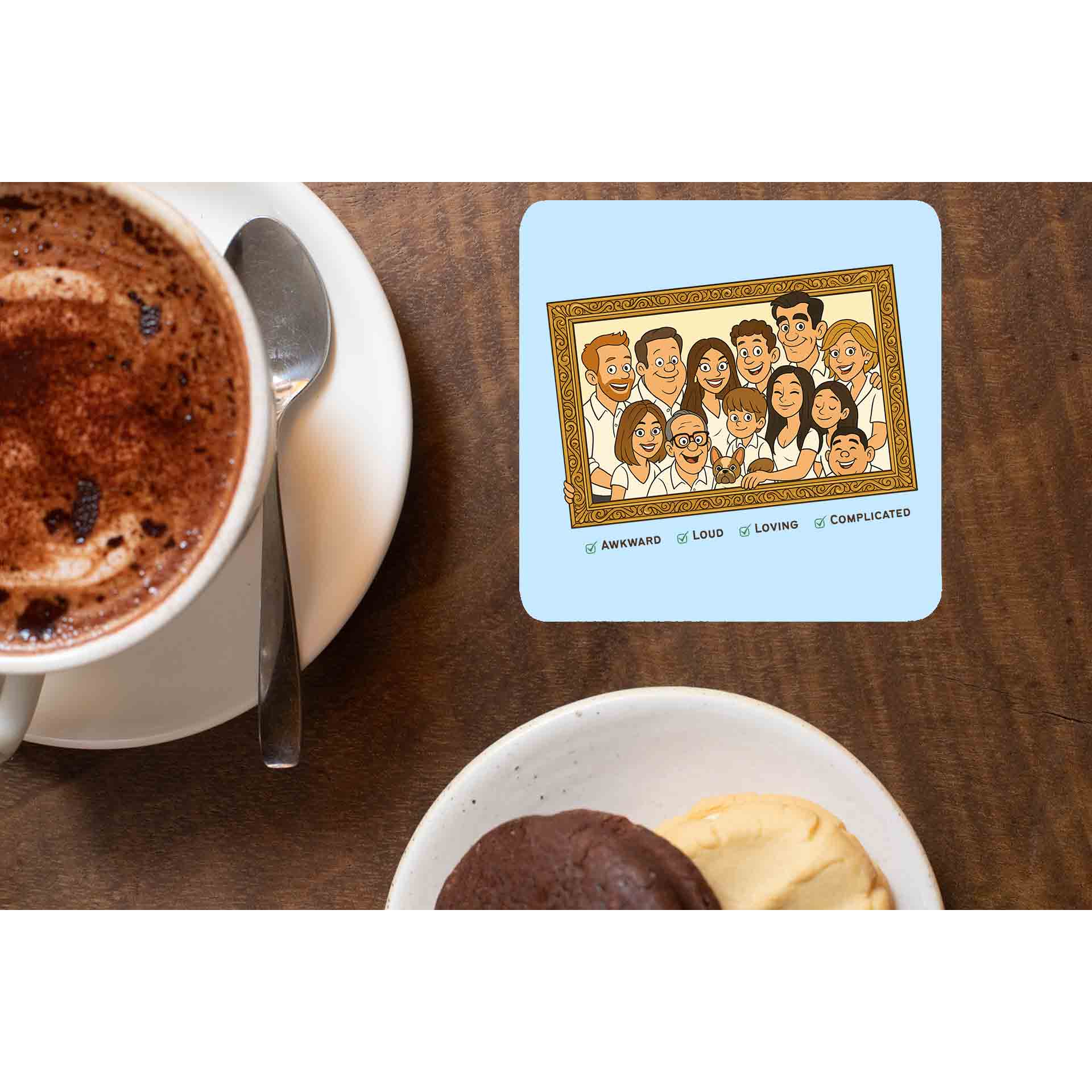 modern family the family frame coasters wooden table cups indian tv & movies buy online india the banyan tee tbt men women girls boys unisex  