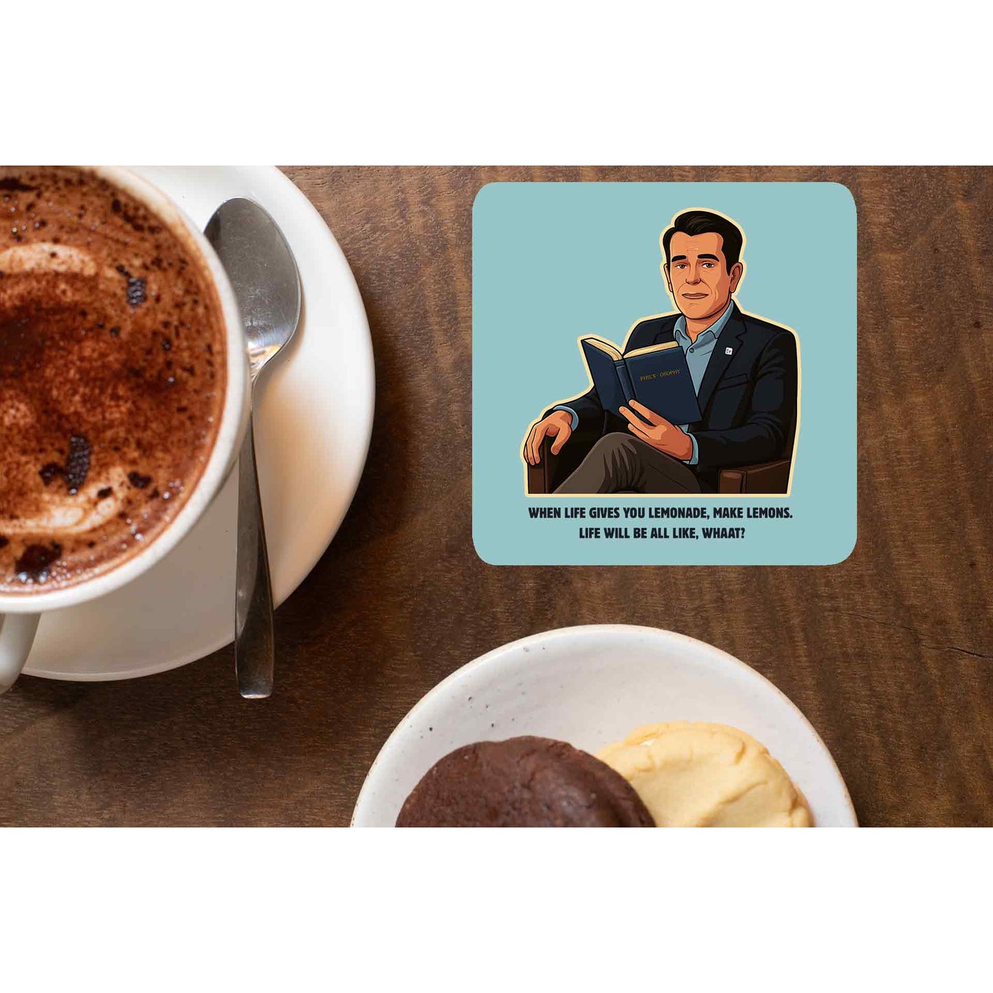 modern family make lemons coasters wooden table cups indian tv & movies buy online india the banyan tee tbt men women girls boys unisex  