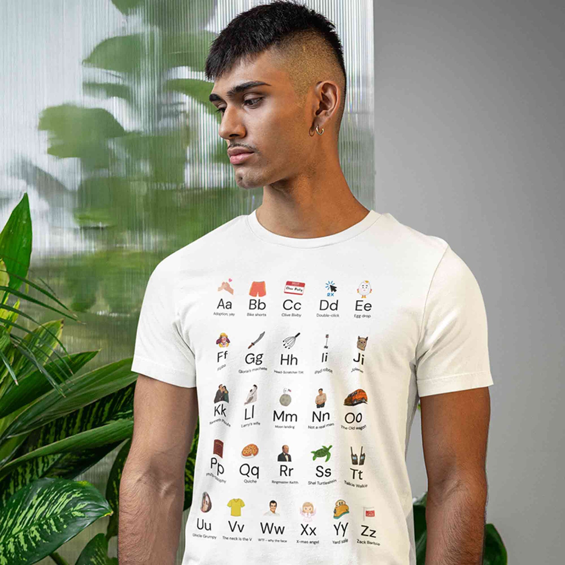 modern family modern alphabet t-shirt tv & movies buy online india the banyan tee tbt men women girls boys unisex white