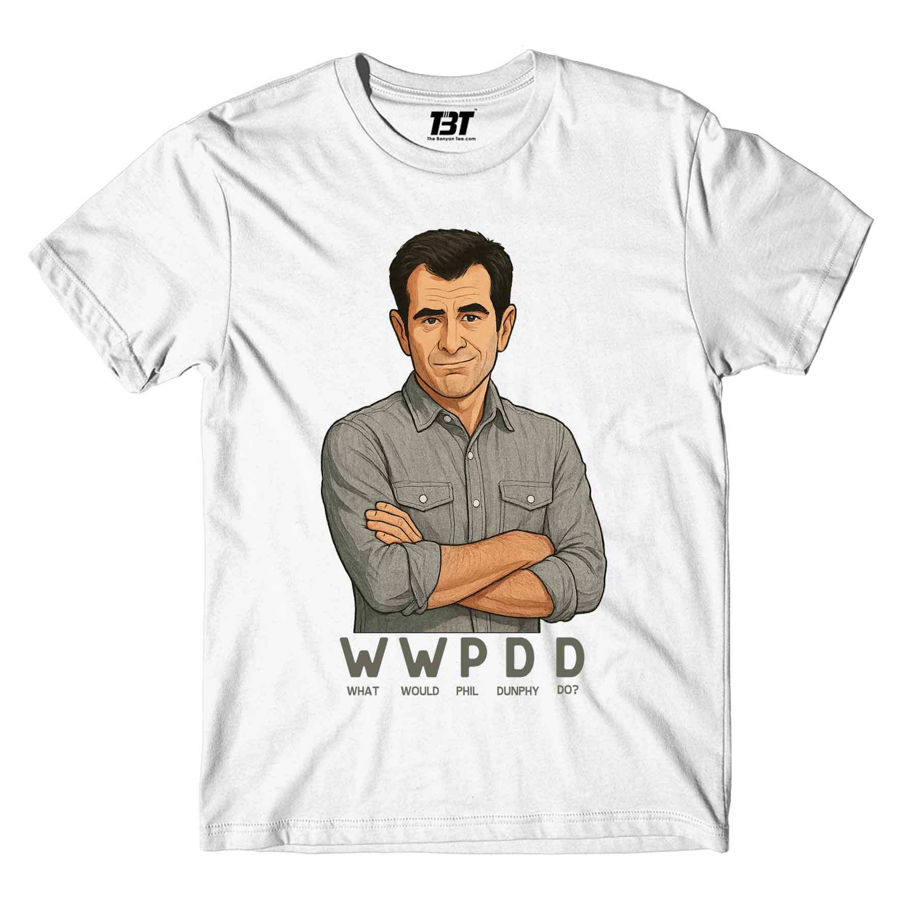 modern family what would phil do t-shirt tv & movies buy online india the banyan tee tbt men women girls boys unisex white