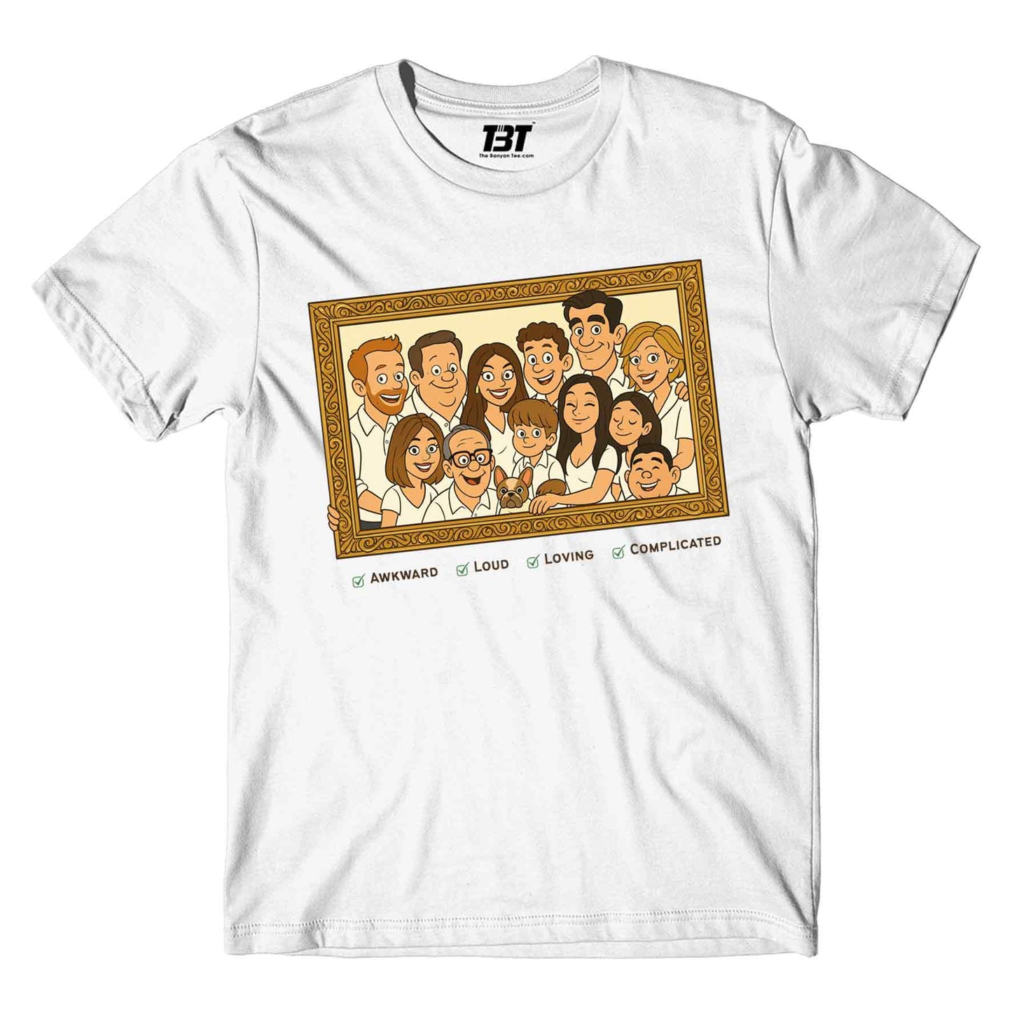 modern family the family frame t-shirt tv & movies buy online india the banyan tee tbt men women girls boys unisex white