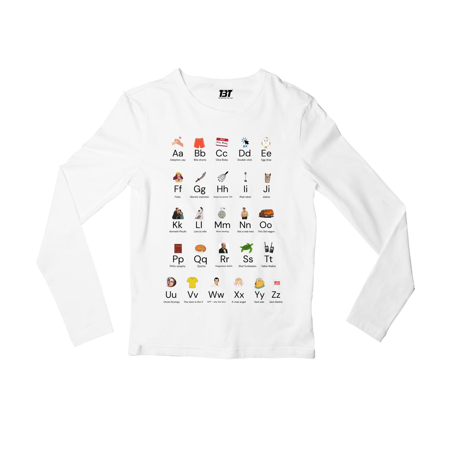 modern family modern alphabet full sleeves long sleeves tv & movies buy online india the banyan tee tbt men women girls boys unisex white