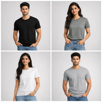 Monochrome Combo (Pack Of 4 Premium Cotton Tees) combo t-shirts the banyan tee