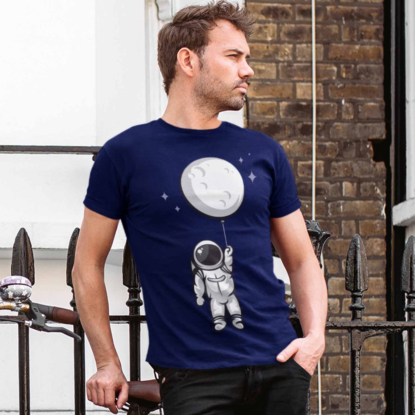 graphic moon balloon t-shirt printed graphic stylish buy online india the banyan tee tbt men women girls boys unisex navy 