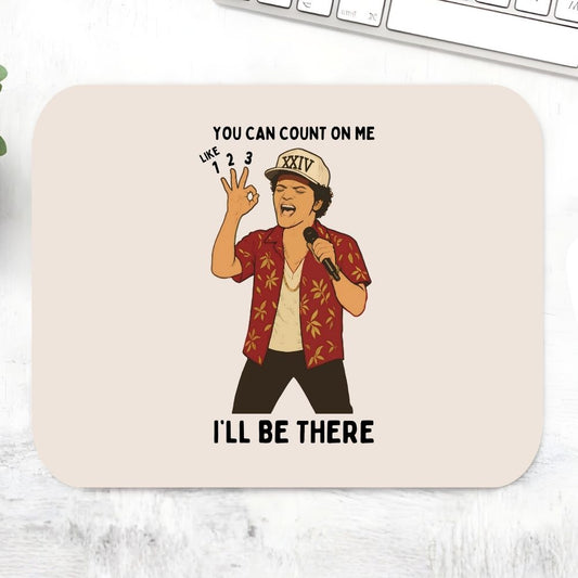 Mouse pad with cartoon character and text on a desk Bruno Mars Gift The Banyan Tee India