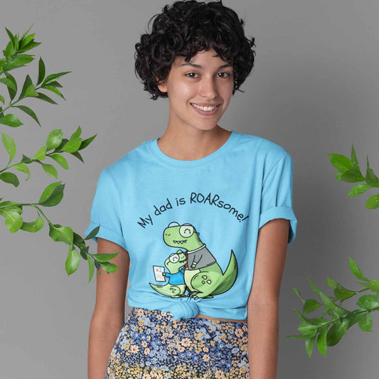 graphic my dad is roarsome t-shirt printed graphic stylish buy online india the banyan tee tbt men women girls boys unisex turquoise 