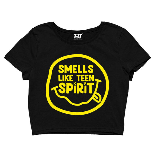 nirvana smells like teen spirit crop top music band buy online india the banyan tee tbt men women girls boys unisex black