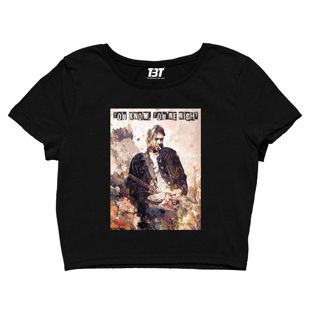 nirvana you know you're right crop top music band buy online india the banyan tee tbt men women girls boys unisex black