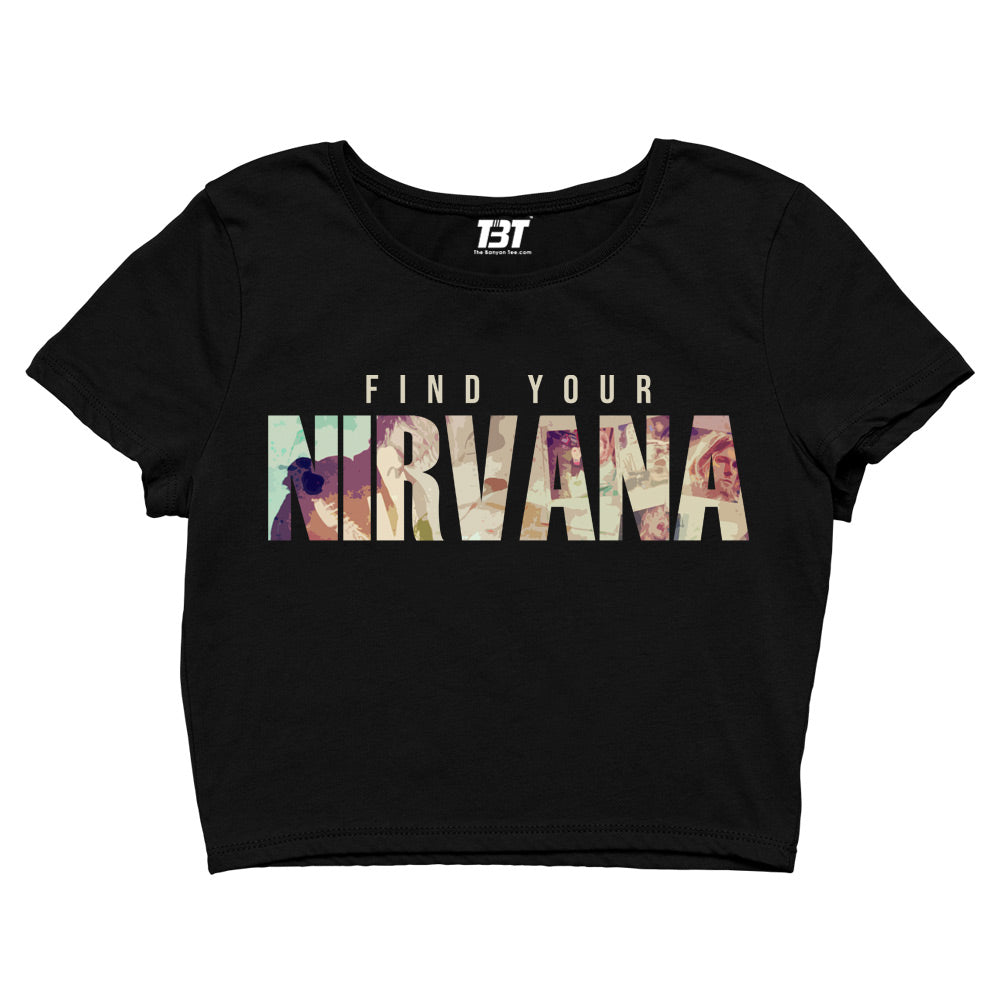 nirvana find your nirvana crop top music band buy online india the banyan tee tbt men women girls boys unisex black