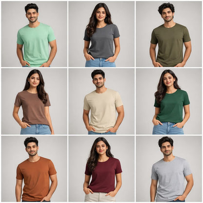Nature's Palette Combo (Pack Of 9 Premium Cotton Tees) combo the banyan tee