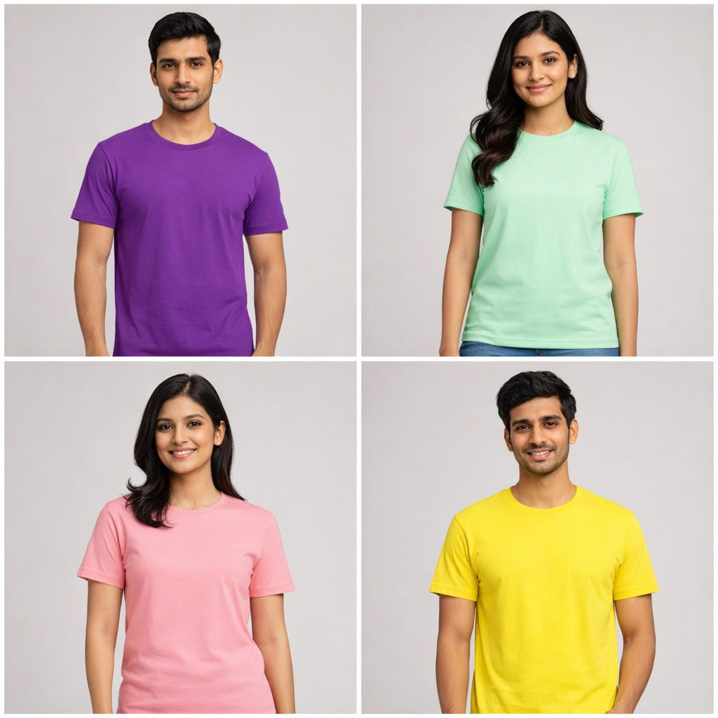 Neon Hues Combo (Pack Of 4 Premium Cotton Tees) the banyan tee t shirt combo