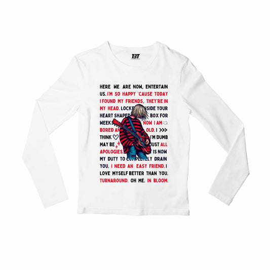 nirvana lyrical doodle full sleeves long sleeves music band buy online india the banyan tee tbt men women girls boys unisex white