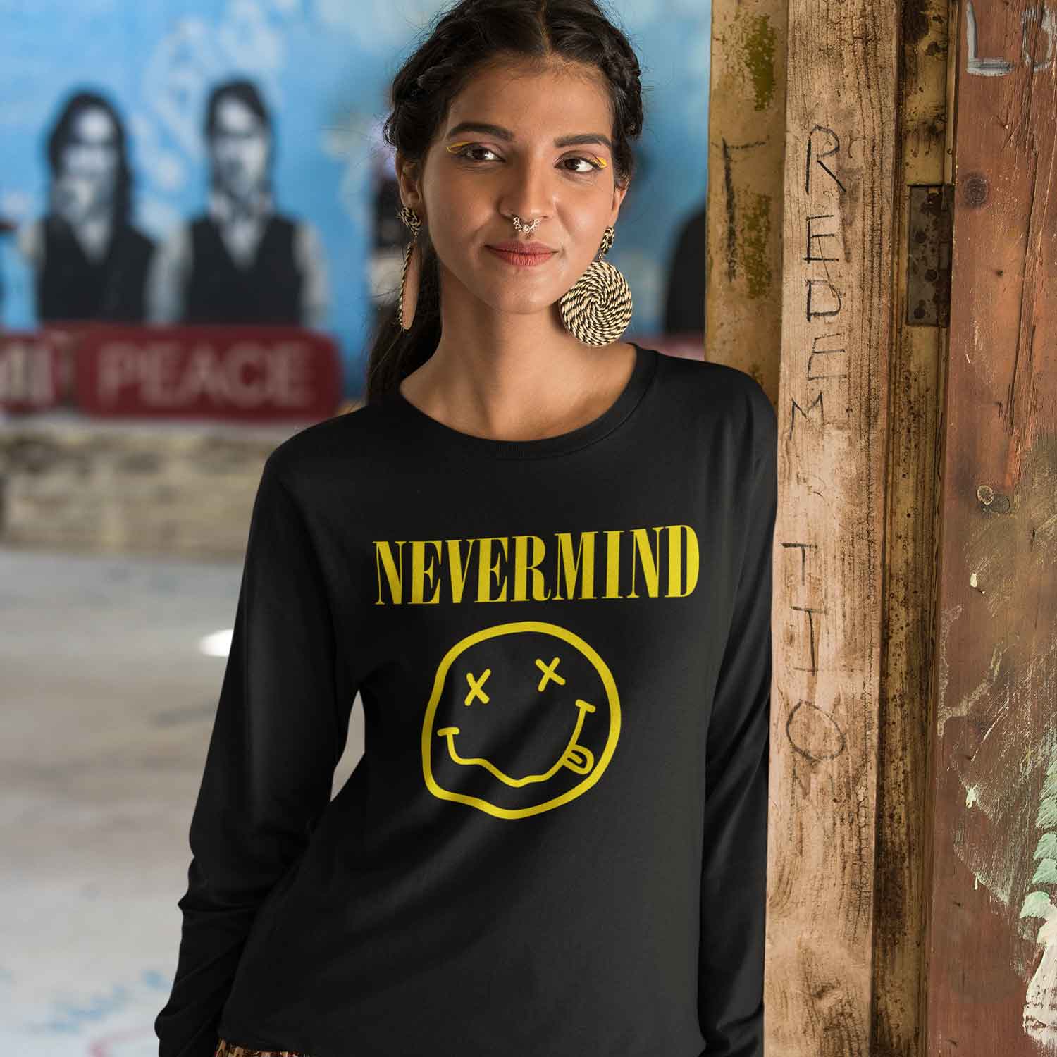 nirvana nevermind full sleeves long sleeves music band buy online india the banyan tee tbt men women girls boys unisex black