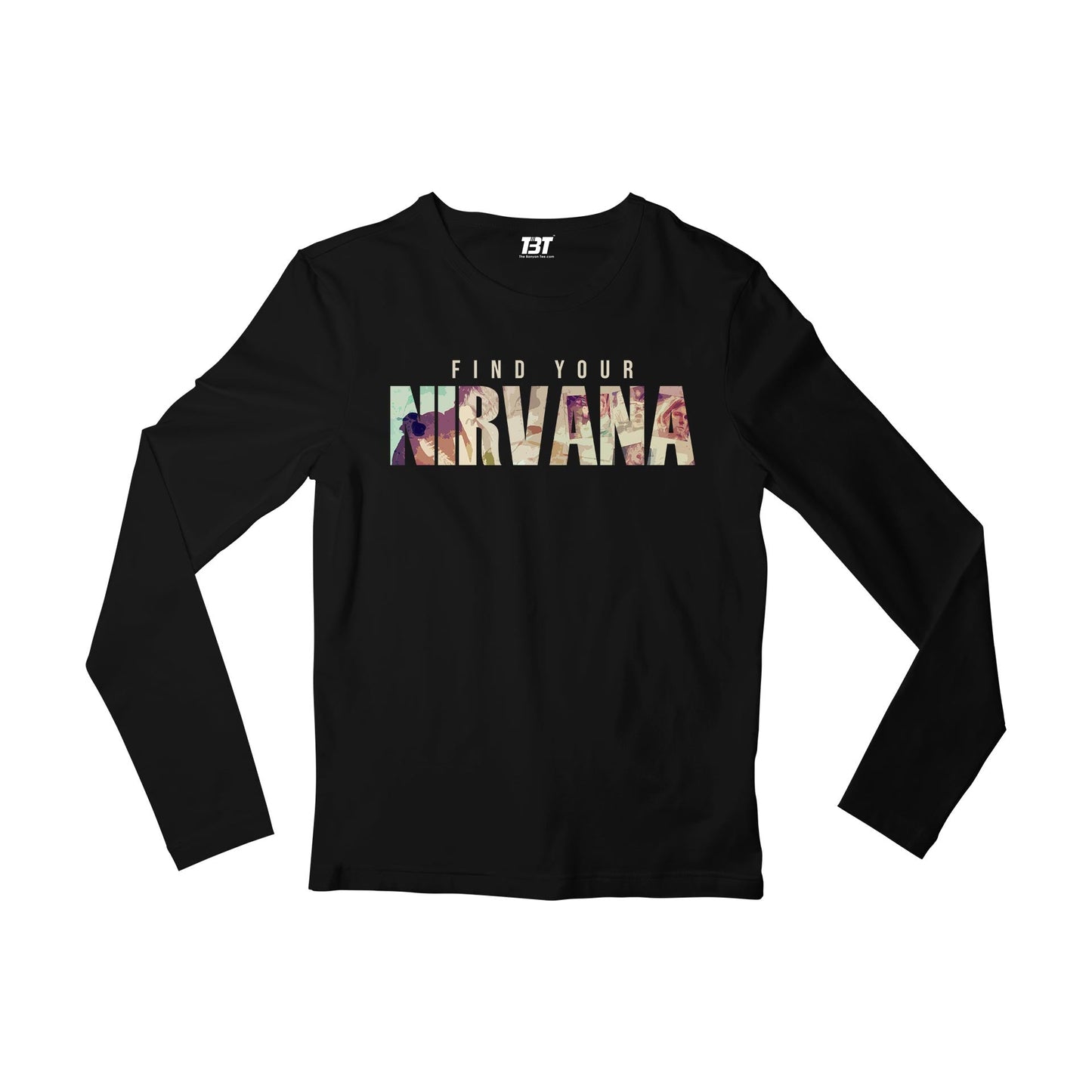 nirvana find your nirvana full sleeves long sleeves music band buy online india the banyan tee tbt men women girls boys unisex black