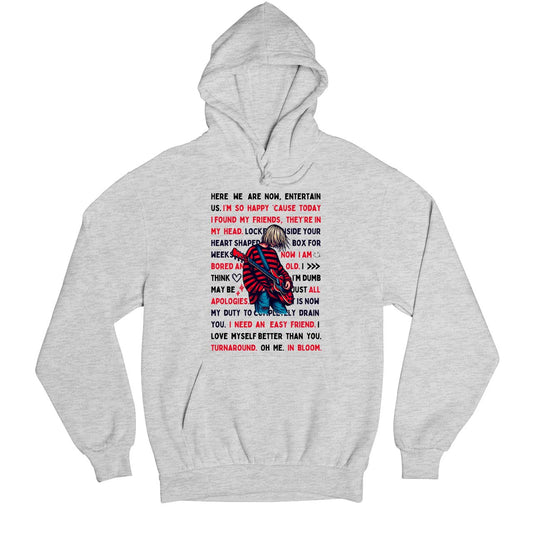 nirvana lyrical doodle hoodie hooded sweatshirt winterwear music band buy online india the banyan tee tbt men women girls boys unisex gray