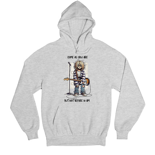 nirvana not before 10 am hoodie hooded sweatshirt winterwear music band buy online india the banyan tee tbt men women girls boys unisex gray