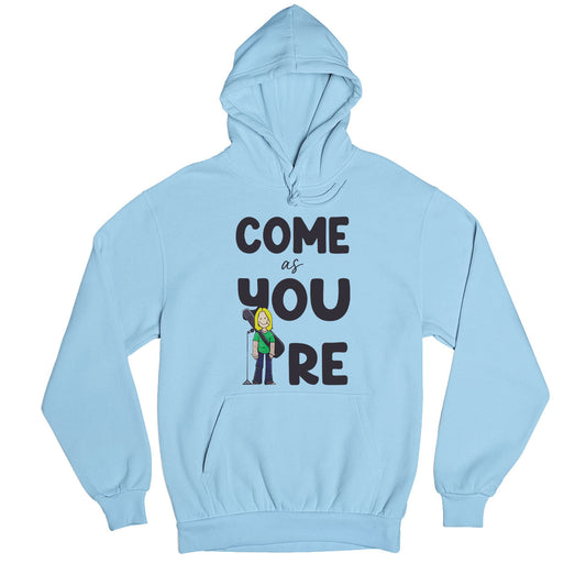 nirvana come as you are hoodie hooded sweatshirt winterwear music band buy online india the banyan tee tbt men women girls boys unisex baby blue