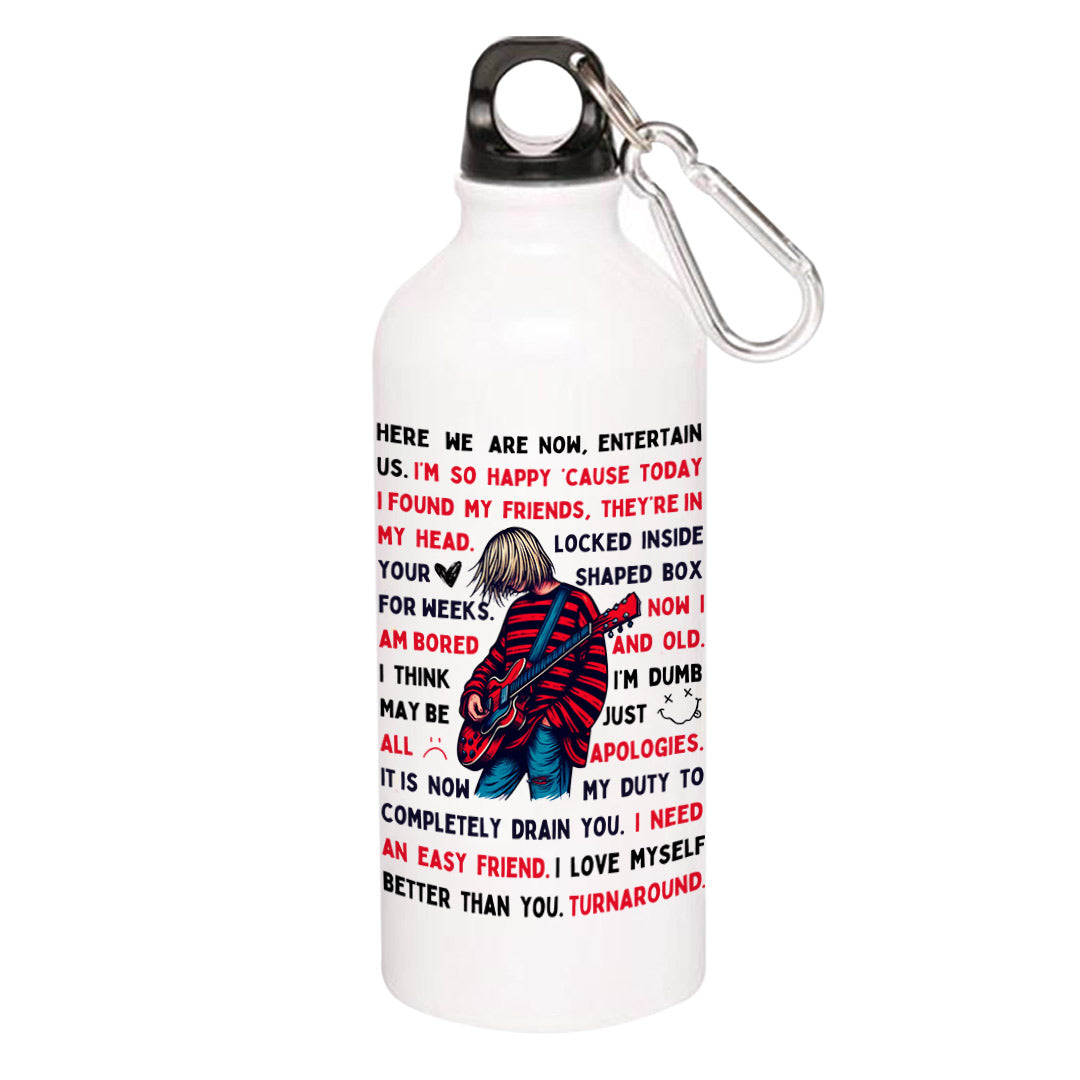 nirvana lyrical doodle sipper steel water bottle flask gym shaker music band buy online india the banyan tee tbt men women girls boys unisex  