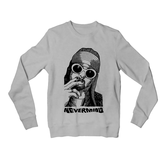 nirvana kurt never minds sweatshirt upper winterwear music band buy online india the banyan tee tbt men women girls boys unisex gray