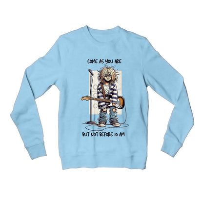 nirvana not before 10 am crop hoodie hooded sweatshirt upper winterwear music band buy online india the banyan tee tbt men women girls boys unisex black